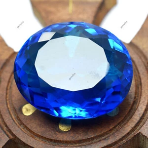 Elegante piedra preciosa suelta ovalada de tanzanita creada en laboratorio de alta calidad CERTIFICADA 113,95 quilates - Imagen 1 de 12