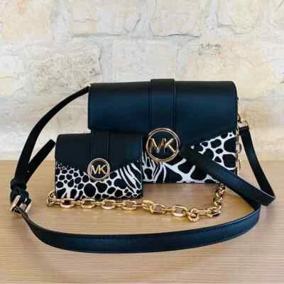 Bolso de Hombro/Cartera Michael Kors Carmen Negro Medio Cuero Conv Opción Foto 1 de 4