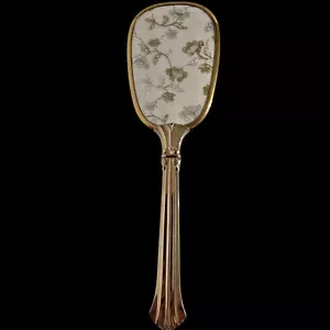 Vintage Handheld Goldtone Hair Brush Delicate Floral Pattern Stiff Nylon USA  - Picture 1 of 24