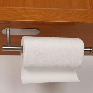 Holder Kitchen Roll Towel Paper Rack Under Cabinet Wall Toilet Self Adhesive - Picture 1 of 8