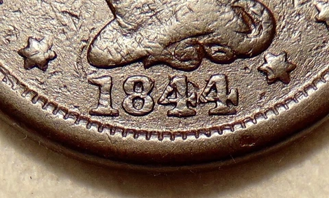 1844/81 Large Cent - Inverted Date Var - Fine detail Coin  - surface roughness Cover