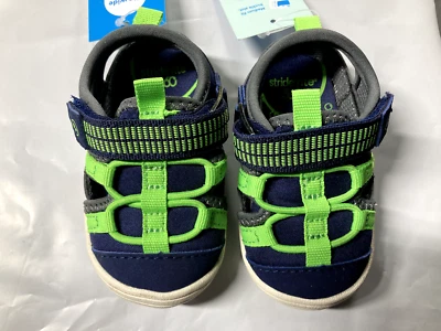 НОВЫЕ сандалии для младенцев Stride Rite 3 месяца синие с лаймово-зелеными туфлями с коробкой - Изображение 1 из 3