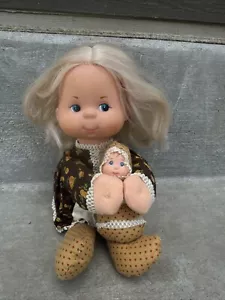 Vtg Mattel 1974 1975 Mama & Baby Beans Blond Hair Green Eyes Mom Doll Rare Brown - Picture 1 of 10