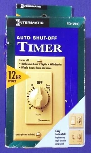 NEW - INTERMATIC FD12HC IVORY AUTO SHUT OFF 12 HOUR SPRING LOADED WALL TIMER - Picture 1 of 5