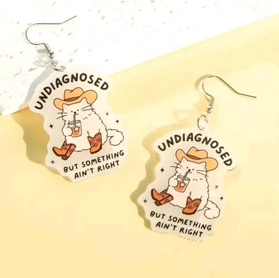 Pendientes Gato Western Navidad Divertido Acrílico 2D Moda Joyería NUEVO Envío Gratis Foto 1 de 2