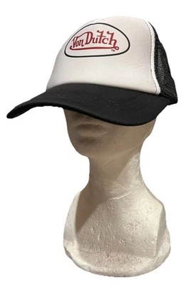 Sombrero de Camioneros Von Dutch Originals Malla Snapback Blanco Negro Bill Rojo Logo Foto 1 de 4