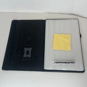 Samsung Galaxy Tab Tablet Leather Wallet Case Folio Cover Black With Stylus NEW - Picture 1 of 6
