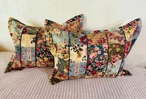 Patchwork gesteppte Standard Kissenbezüge mehrfarbig Baumwollmischung 2 Stück - Bild 1 von 17
