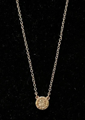 全新带盒 Coach 玫瑰金开口圆形吊坠项链,中心有透明 CZ — 第 1/4 张图片