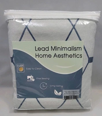 Cortinas oscurecedoras de habitación de lino Joywell 2 paneles 52"X84" diseño gris azul diamante Foto 1 de 4