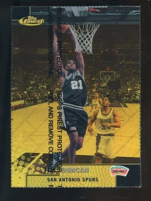 1999-00 Topps Finest Gold Refractor #134 Tim Duncan Spurs Salón de la fama 3/100 con cáscara Foto 1 de 2