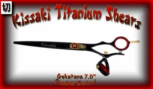 Kissaki Hair Scissors 7.0" Gokatana Black Red DOUBLE SWIVEL Hair Cutting Shears - Picture 1 of 2