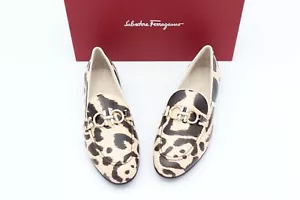 Mocasines planos con estampado de leopardo Salvatore Ferragamo trébol 6,5 36,5 C - Imagen 1 de 9