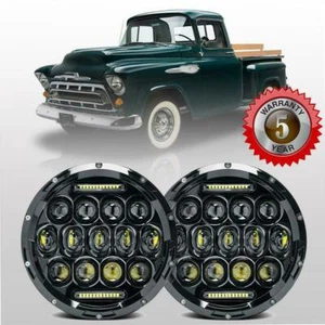 DOT 7inch Round LED Headlights Pair Hi/Lo Beam for Chevy Pickup Truck 3100 - Picture 1 of 12