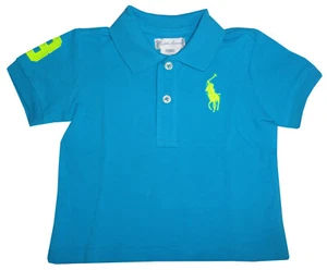 Polo Ralph Lauren Baby Boys Shirt Turquoise Blue with Neon Green Big Pony - Picture 1 of 2