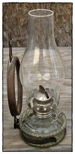 Vtg DITMAR AUSTRIA Wall Mount OIL LAMP w/ MIRROR + CHIMNEY Glass is NOT original - Picture 1 of 9