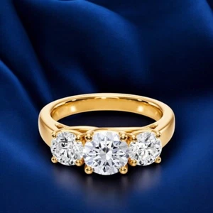 14k Gold Engagement Ring 2 Ct Round Cut Lab Created IGI Certified Diamond Yellow - Picture 1 of 14