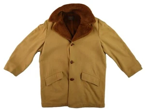 VTG SIR PENDLETON USA Men's Size Medium Large Tan Brown Wool Faux Fur Lined Coat - Picture 1 of 11