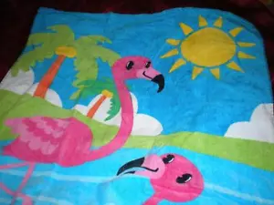 GRANDMAS FOR THE GRANKIDS TROPICAL PINK FLAMINGO, BLUE WATER BEACH TOWEL 28x58 - Bild 1 von 1
