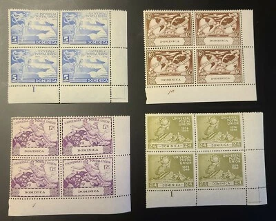 JUEGO DOMINICA 1949 KGVI UPU 75 NEGRO de 4 Sc 116-119. Placa SG 114-117 #1 COMO NUEVA NH Foto 1 de 4