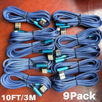 90° Degree For Samsung Galaxy Android Type C USB C Fast Charger Cable 9Pack 10FT - Image 1 of 4