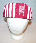 Red White Hat Beanie Men Women Head Cover Striped Kufi Reversible Black Vintage