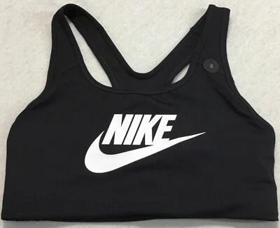 Nike Pro Women Medium Support Classic Swoosh Training Bra Black CN5262 Size XS - Image 1 of 2