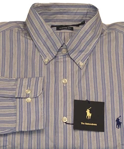 Polo Ralph Lauren Men’s Custom Fit Button Down Striped Dress Shirt Size 17 NWT - Picture 1 of 10