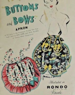 1940s Miss Advance 8462 Pattern Apron Buttons & Bows One Size/Complete/Orginal - Image 1 of 4