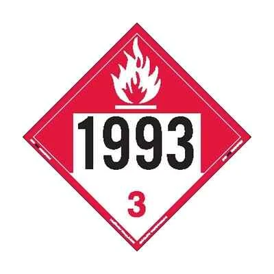 LABELMASTE 10 Pack 1993 Placard, Class 3 Flammable Liquid 10.75" x 10.75" Removable Vinyl