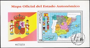 Spain MNH 1996 Souvenir Sheet Michel Bk 67 Scott 2877 Map of Spanish Autonomies - Picture 1 of 1