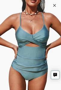 Cupshe 2 Piece Tankini Swimsuit Small Green New With Tags - Bild 1 von 7