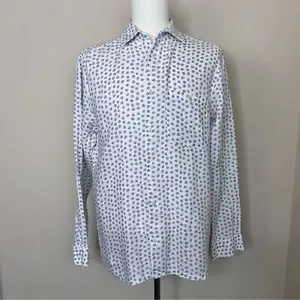 Ted Baker 100% Linen Mens Button Up Long Sleeve Shirt | Size 5 Polka Dot - Picture 1 of 9