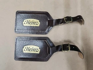 2 Vintage 80er Jahre Leder H.J Heinz Co. Logo Kofferanhänger "nie benutzt" - Bild 1 von 3
