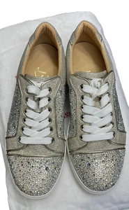 Christian Louboutin VIEIRA STRASS PLATINE MULTI Metal/Glit Crystal Sz 7.5 Shoes - Picture 1 of 13