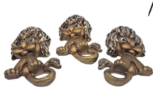 Lion Wall Art Plaques Lot Of 3 Universal Statuary Chicago VTG Hollywood Regency - Picture 1 of 8