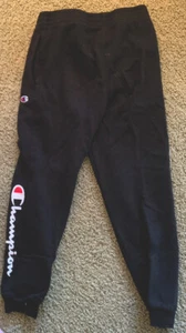 Champion Sweatpants Boys Youth Size Medium M Pocket Graphic Logo Black - Picture 1 of 2