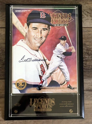 Revista de recuerdos autografiada por Ted Williams Sports Legends 1993 placa certificado de autenticidad Foto 1 de 4