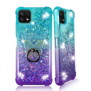 For Boost Mobile Celero 5G, Liquid Glitter Bling Case Cover Phone Ring Stand - Picture 1 of 10
