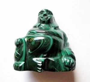 Sale 30% Off Malachite Buddha Carved Solid Natural Crystal - Picture 1 of 4