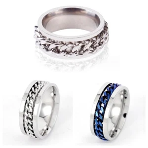 925 Silver Plated Anxiety Women's Rings Fidget Ring Spinner Stress Relief Band - Picture 1 of 6