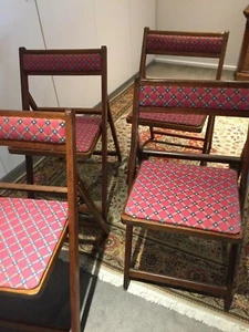 Folding bridge chairs, set of 4 - Picture 1 of 5