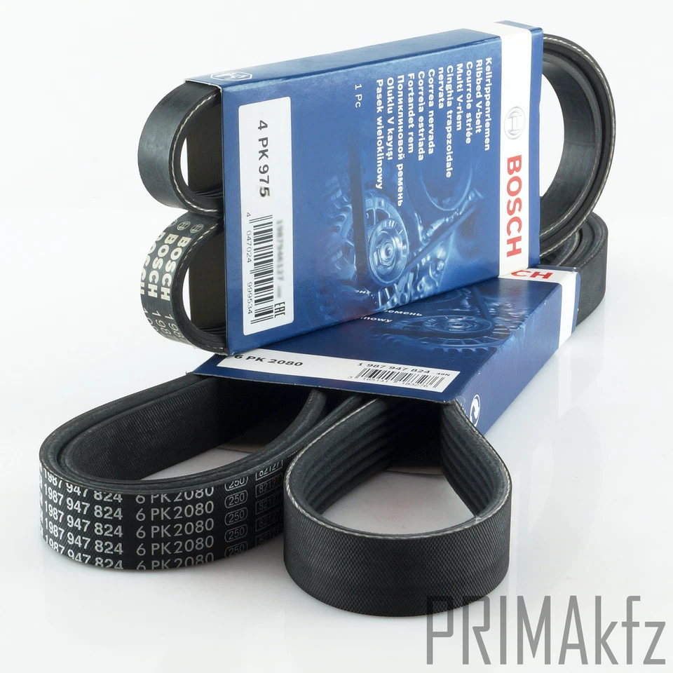 2x BOSCH Keilrippenriemen für BMW 3er E46 318d 320d 320td mit Klima - Bild 1 von 1