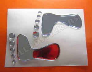 3D Sticker Decal Resin Domed Footprints Adhesive Decal Chrome - Picture 1 of 1