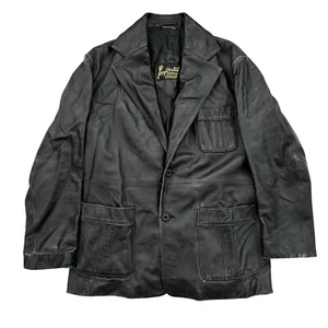 Vintage 80s 90s Imperial Leather Jacket Size 42 Black - Men's Fitted Large - Picture 1 of 16