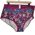 NEW Torrid 3 Purple Floral Lace Underware Panty Brief Cotton Blend Lingerie 