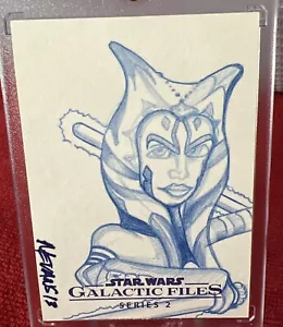 🔥 Ahsoka Tano 2013 Topps Galactic Files Series 2 Sketch Card By Mark Evans 1/1 - Picture 1 of 4