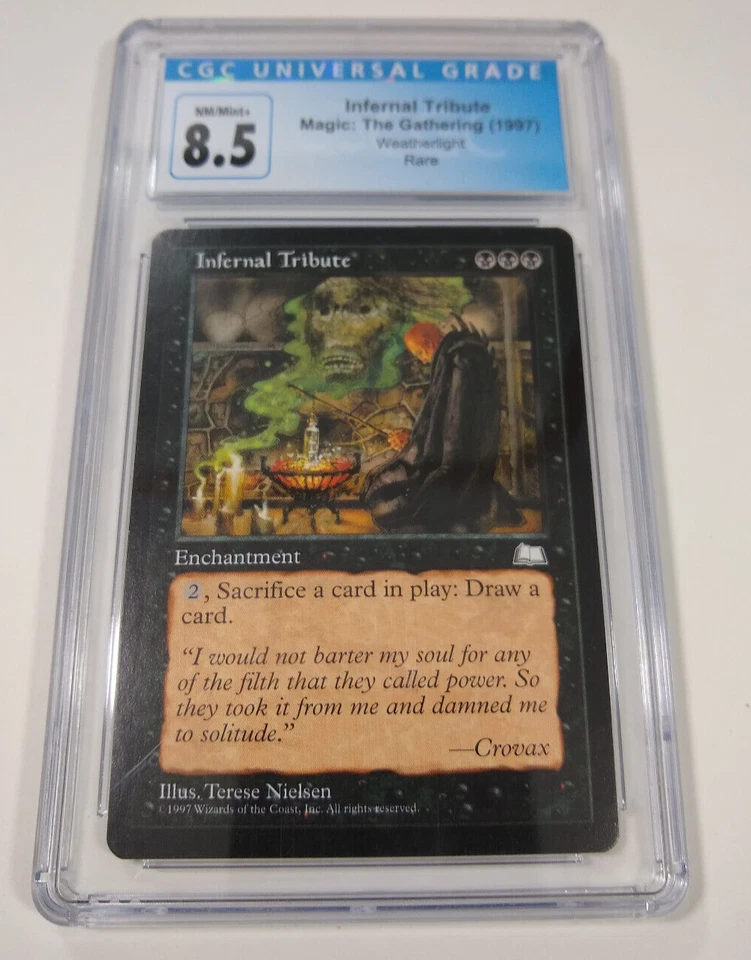 MTG Infernal Tribute CGC 8.5 NM/Mint+ Weatherlight rare Reserved List - Image 1 of 4