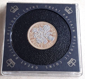 1960 SIXPENCE THE HISTORIC COINS OF GREAT BRITAIN 24ct G-P & RHODIUM + C.O.A - Picture 1 of 3