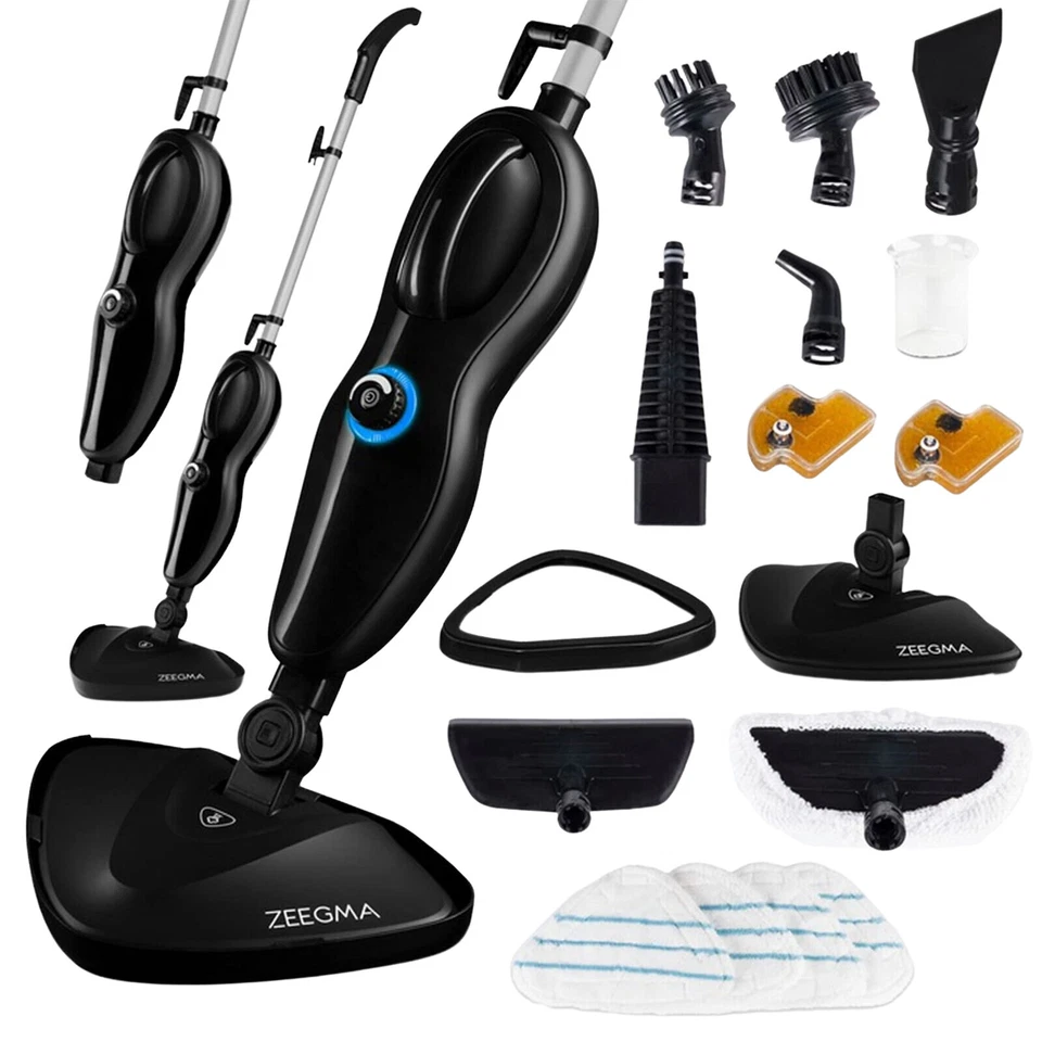 ZEEGMA Puur Dampfreiniger 15in1 Set 1500W - Schwarz/Silber